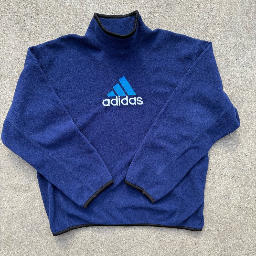 Vintage Adidas Men's Blue Sweater